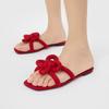 Fashion Fashion Ethnic Style Flat Slippers Women Cute Light Square Toe Open Toe Slide Sandals Cozy Satin Flip-flops Summer Beach Shoes