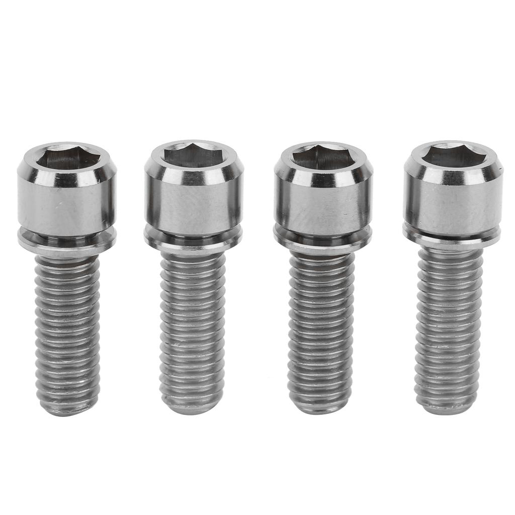4Pcs Portable M6x18 Titanium Alloy Mountain Bicycle Road Bike Stem Screw High Strengthsilver