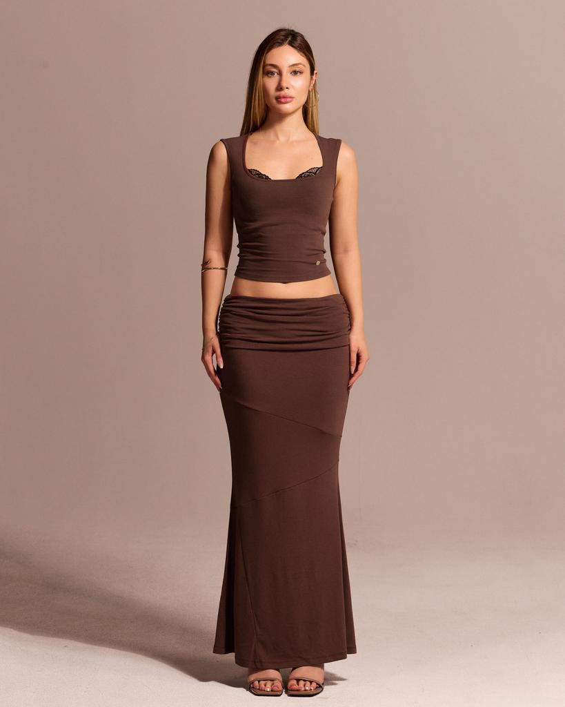 Falda de sirena plegable Kulsiseu Cs-073 (marrón)