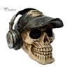 Durable Synthetic Resin Ornaments Hip-hop Headphone/Steampunk Skull Figurine, Skeleton Statue, Vintage Steampunk Style Statue Ornament for Haunted