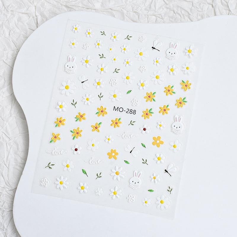 Flower Shape Cute Rabbit Nail Sticker Enhancement Adhesive Nail Decal Nail Salon Nail Decoration Diy Nail Art Nail Artists