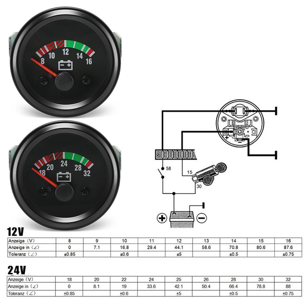 ZMFJH DC12V/24V 2"52mm Voltmeter Diesel Generator Set Accessories Pointer Voltage Meter 8-16V 16-32V Optional VOLTS