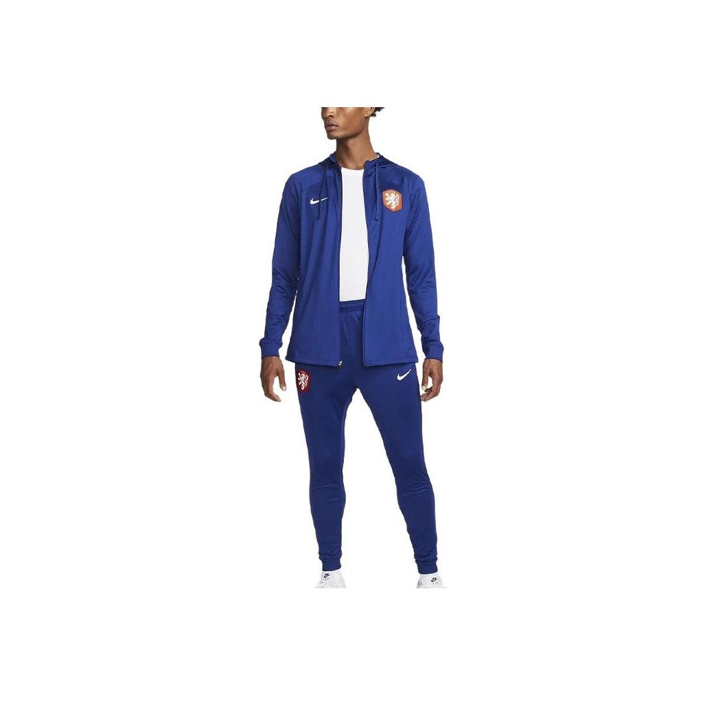 Nike Reprezentacja Holandii Piłka Nożna Seria Rekreacyjna Kolorowy Blok Nadrukowane Logo Top z Długim Rękawem i Spodnie ze Średnim Stanem Zestaw Piłkarski Męski Zestawy DH6497-456