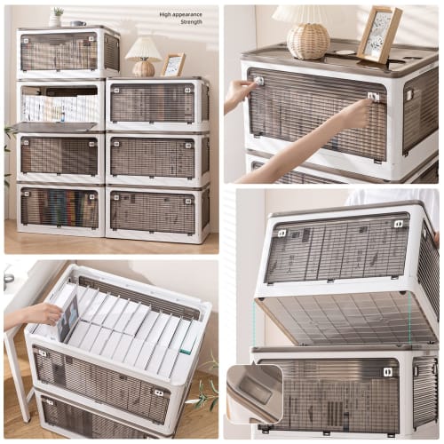 X XUNTAO Foldable Storage Boxes with Lids, Stackable, Accessible from Any Direction, Set of 3, Storage Cases for Clothes, Bedding, and Small Items, Fo