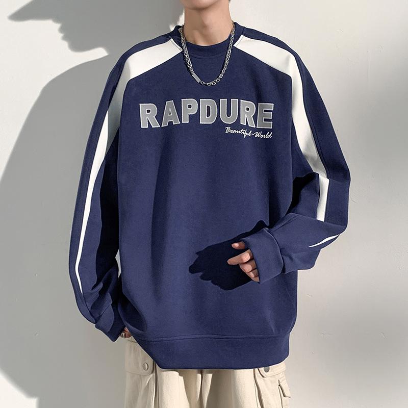 

Толстовки с круглым вырезом свитера мужские свободные модные удобные свободные повседневные топы принтованные пуловеры молодежные M