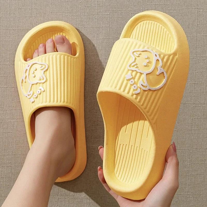 Fashion Women Soft Sole House Slippers 2024 Summer Beach Thick Platform Slipper Sandals Women Korean Eva Slippers Couple Home Flip Flop