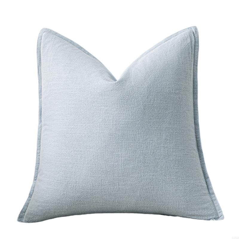 

62KD Наволочка из натурального льна с текстурой Прочный дизайн для современных домов Наволочка светло-синий