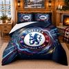 Baskılı 3 Parça Nevresim Takımı Chelsea FC Desenli Çarşaf Yastık Kılıfı Yatak Odası Dekorasyonu İçin