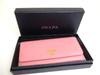 Authentic PRADA Pink and Gray Deer Leather Bifold Long Flap Wallet #a636  Refurbished
