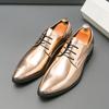 Fashion Derby Shoes Men Shoes PU Low Heel Pointed Banquet Hairstylist Casual Men Shoes Large 38-46