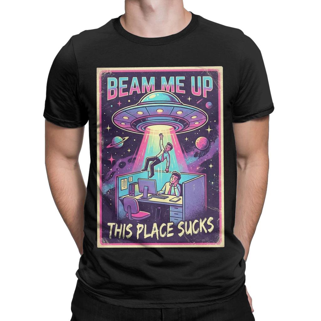 Herren Damen Beam Me Up Dieser Ort ist Mist T-Shirt Baumwolle Oberteile Lustiges Kurzarm Rundhals T-Shirt Erwachsenen T-Shirt