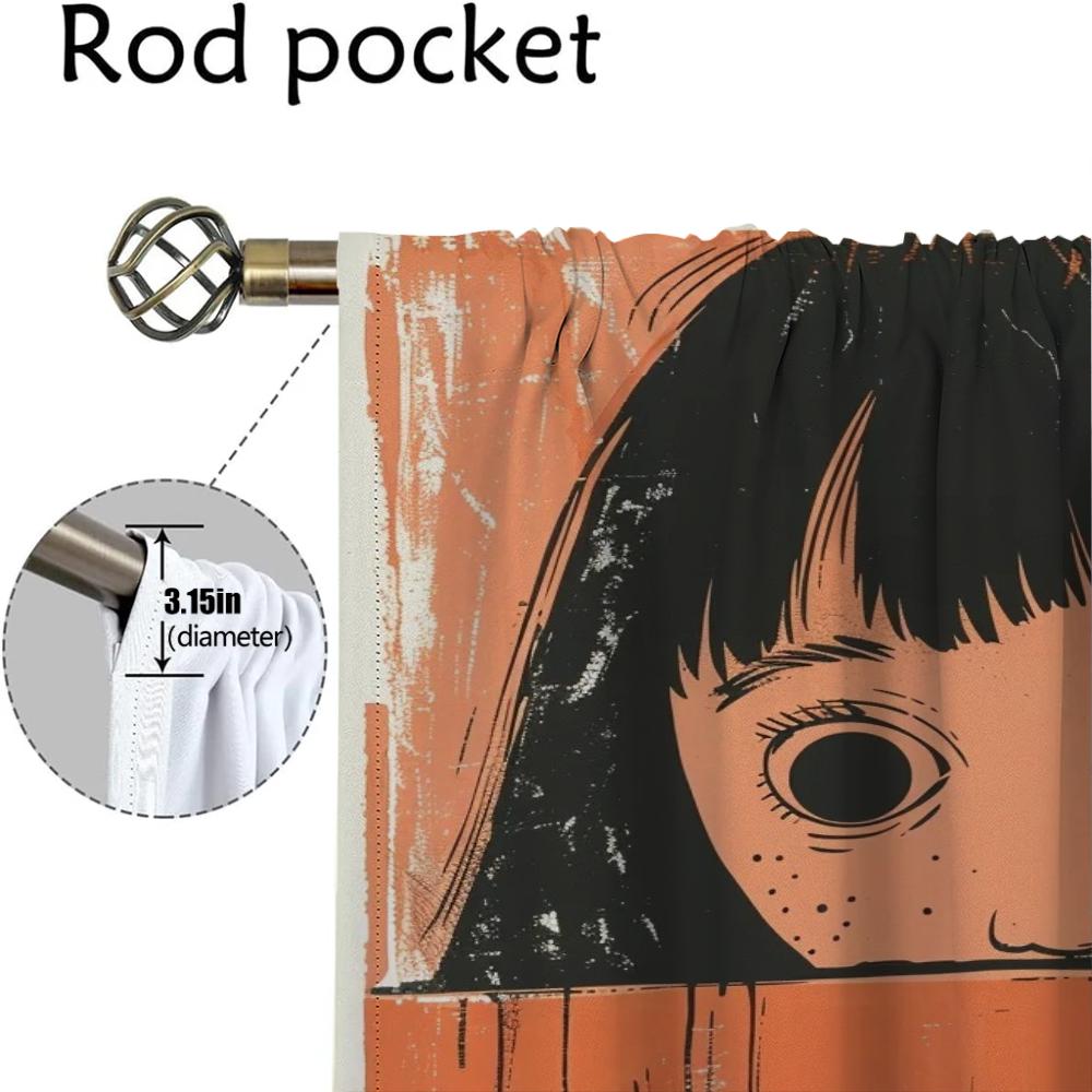 Partition Naughty Little Girl Window Curtain for Room 2 Panel Curtains for Bedroom Shades Halloween Decoration Living Kitchen