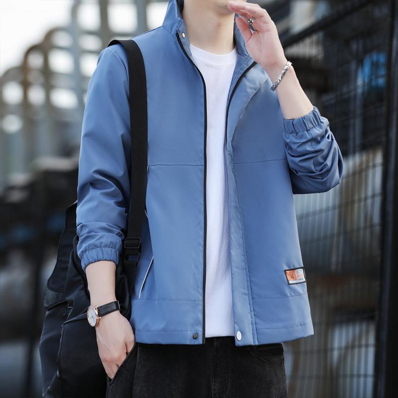 

New Spring and Autumn Fashion Versatile Casual Top Baseball Suit Trendy Brand Spring and Autumn Men s Jacket Simple Casual 5XL синий