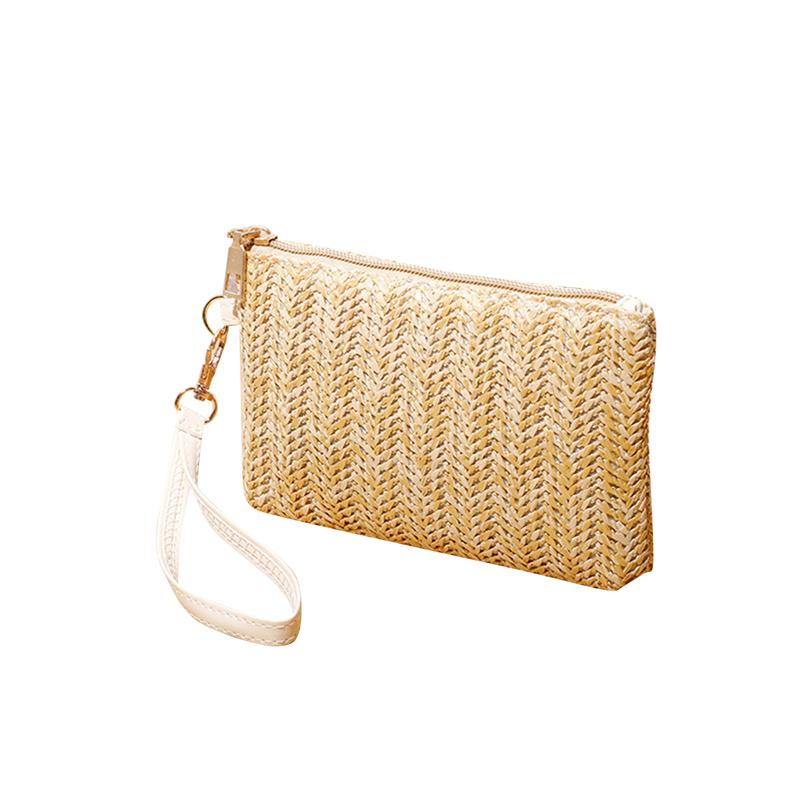 Medium Length Straw Woven Handbag Woven Mobile Phone Zero Wallet