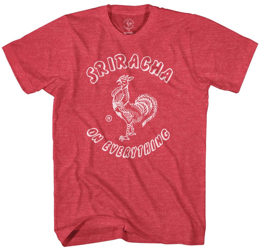 Logotipo Sriracha Em Tudo Camiseta Masculina Vermelha Mesclada Nova