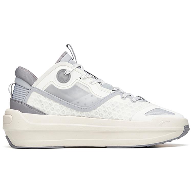 Anta C37 2.0 Synthetic Leather Slip Resistant Cushioning Abrasion Resistant Mid Top Skateboard Shoes Men's White Gray 912228082-1