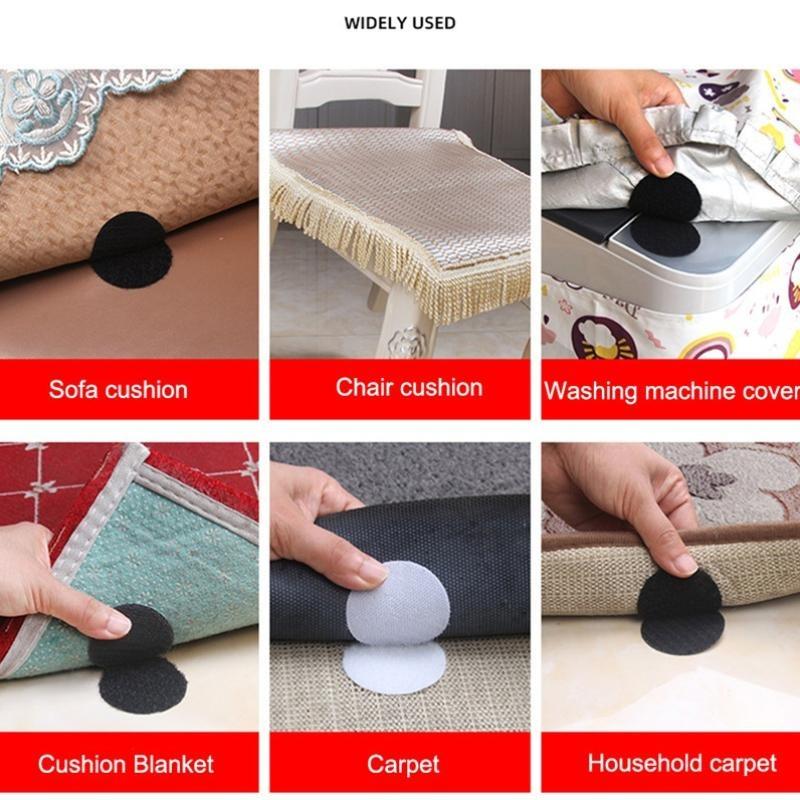 10 Stück starke selbstklebende Befestigungspunkte, Aufkleber, selbstklebendes Klettband für Bettlaken, Sofa, Matte, Teppich, Anti-Rutsch-Matte