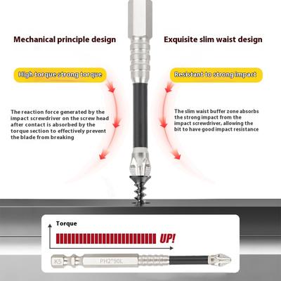 Pack Of 6 Magnetic Cross Tip Screwdriver Bits Anti Slip Designs Screw Bit Durable Steel Construction for Power Tools