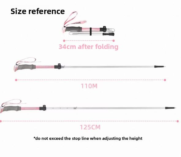 7075 Aluminum Alloy 5-Section Trekking Pole Folding Lightweight Hiking Stick Portable Non-slip for Outdoor Sports Women