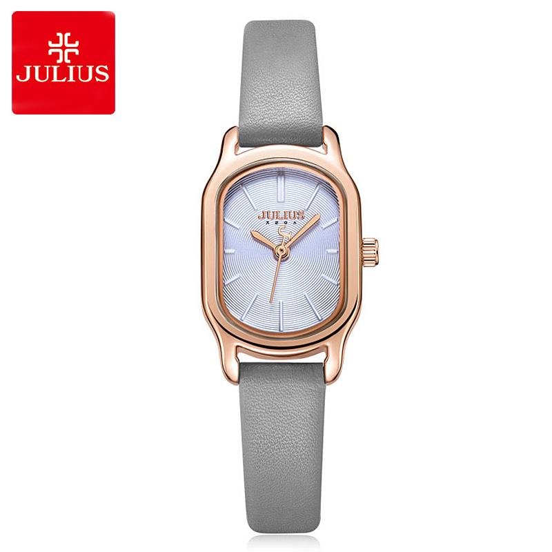 New Lady Women's Watch Japan Quartz Elegant Small Fashion Simple Hours Real Leather Bracelet Clock Girl Birthday Gift Julius Box