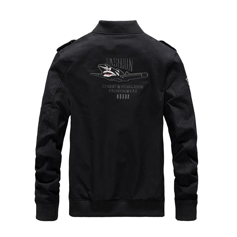 Men's Flight Suit Casual Cotton Jacket Washed Stand-up Collar Embroidered Jacket Men's Autumn Top