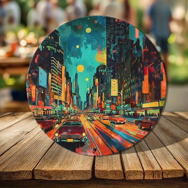 2D Flat Hanging Decorative Metal Sign Hand Painted Art