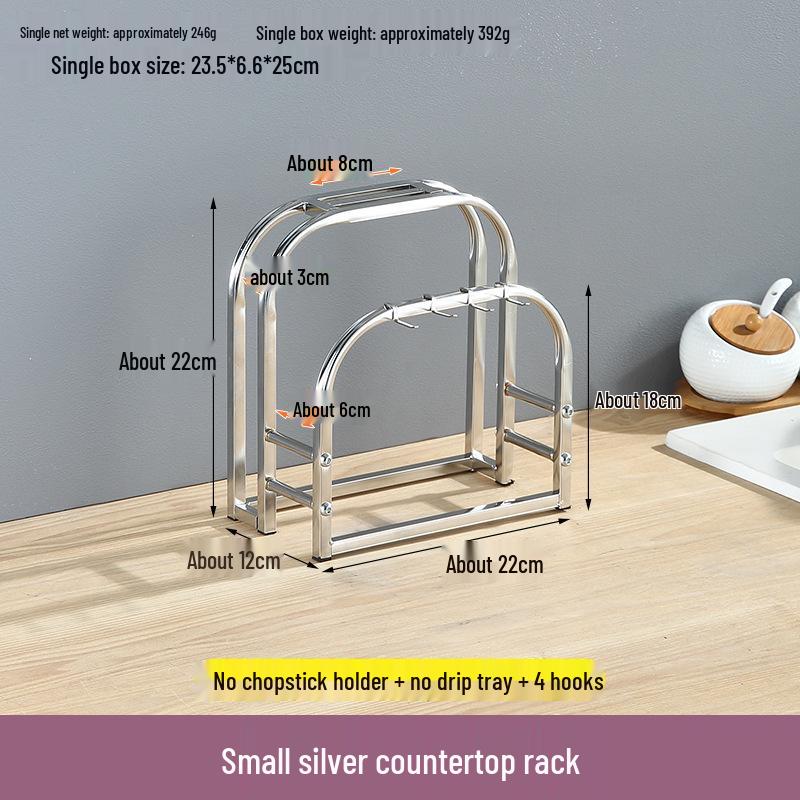 Stainless Steel Kitchen Utensil Holder with Integrated Chopping Board and Multifunctional Storage for Knives and Chopsticks.