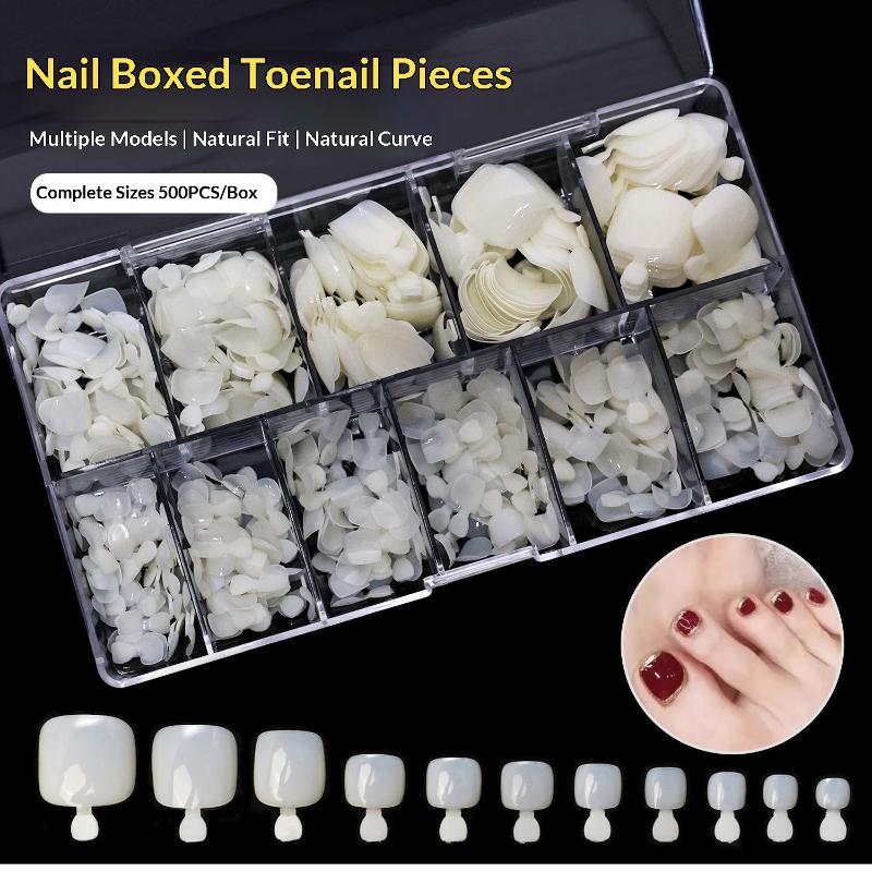 500PCS Lightweight Full Coverage False Nail Tips 11 Sizes Transparent Natural Plastic for Nail Art Home Salon DIY