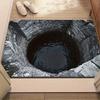 3D Hole Rug Realistic Bottomless Pit Floor Mat Funny Optical Illusion Rug with Non-Slip Backing for Entrance Living Room Bathroom