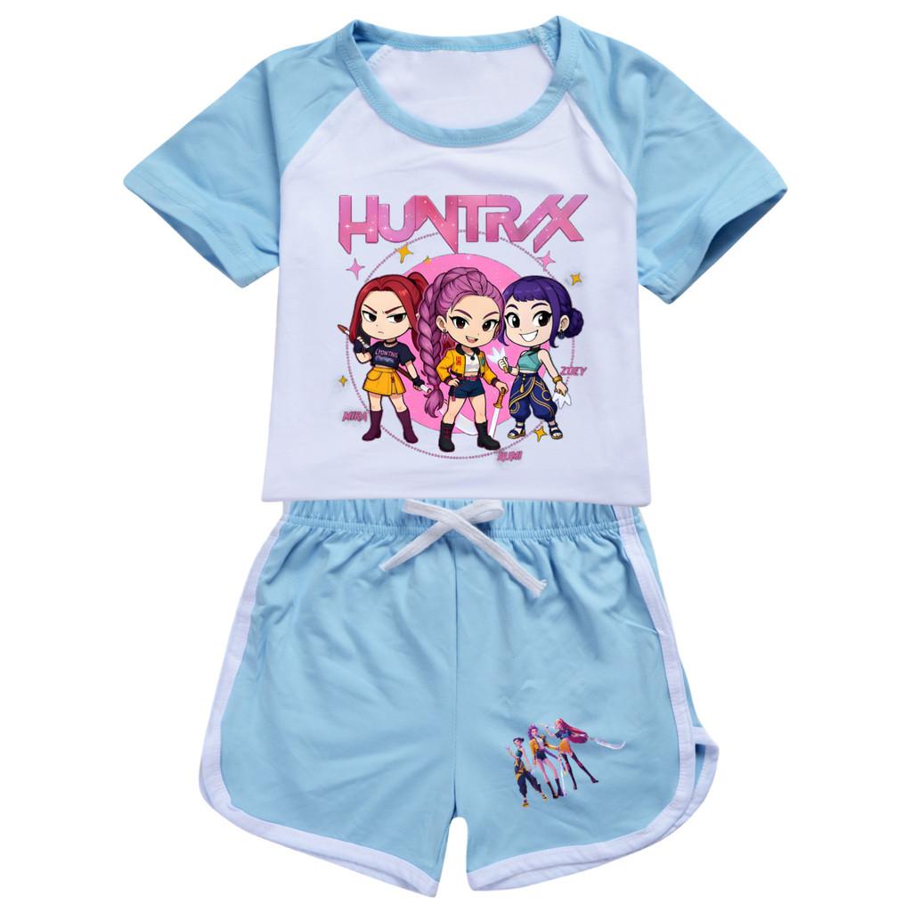 5033 Kids Girls POP Rumi Zoey Mira Print T-shirt Shorts Sport Tracksuit Clothes Set