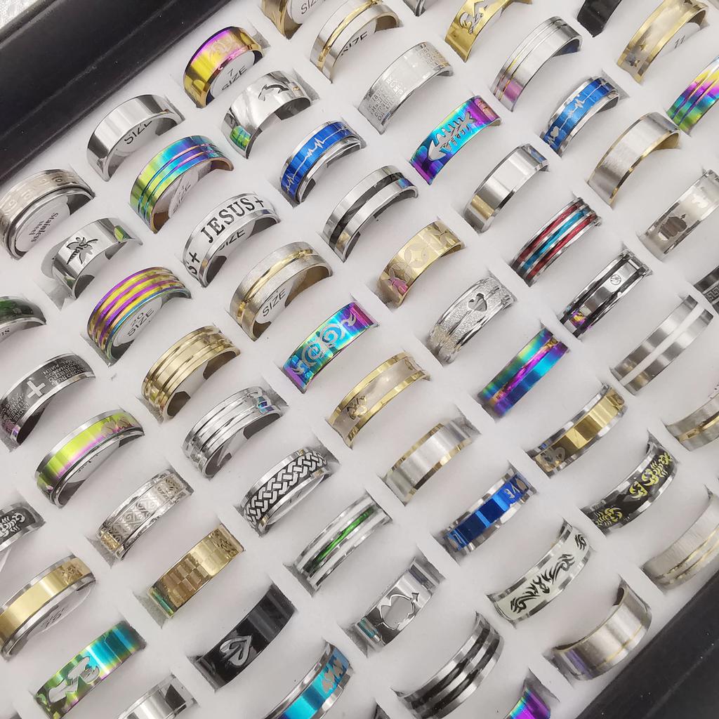 20Pcs Stainless Steel Ring Men's Jewelry Personality Fashion   Ring