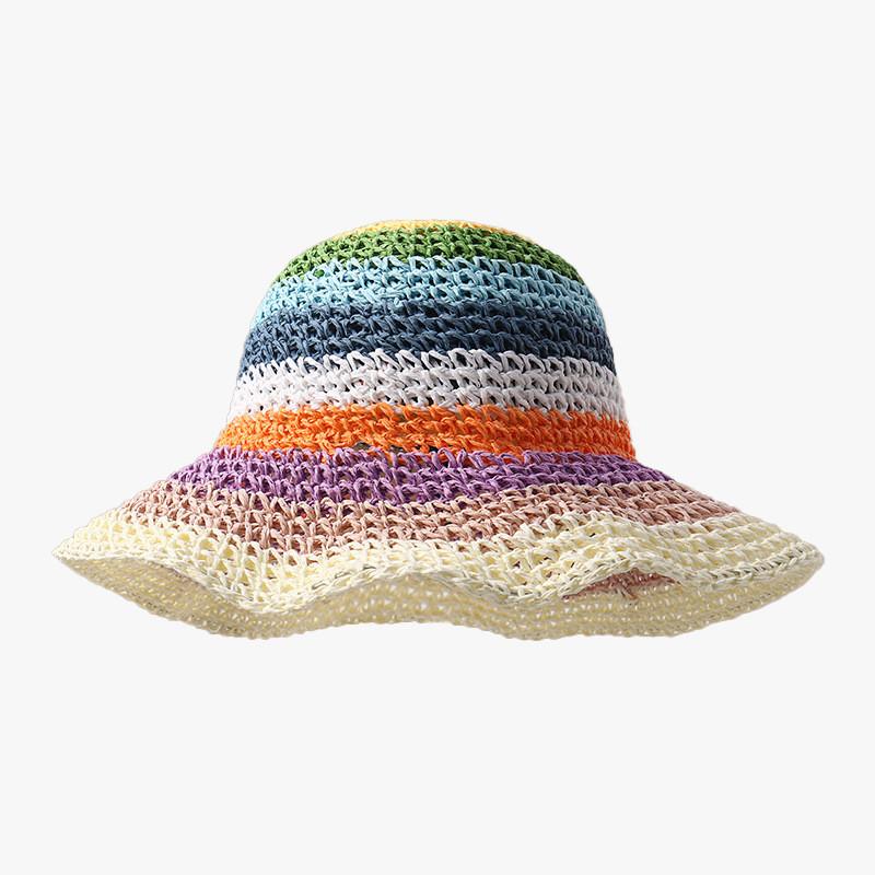 Chapeau de paille pour femme, protection solaire d'été, à larges bords, avec décoration florale, pour les vacances à la plage