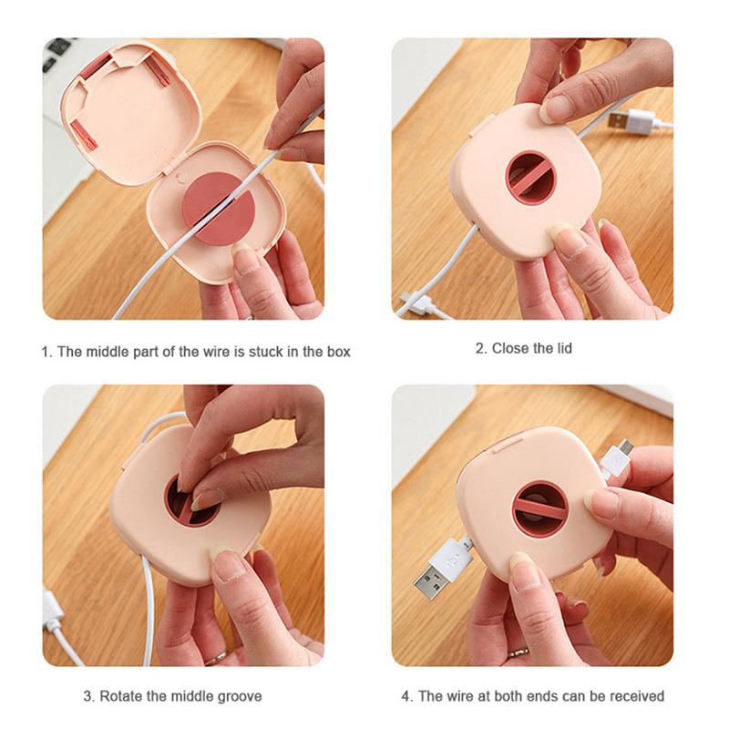 Rotatable Data Cable Storage Box Travel Portable Multifunction Cable Storage Box  Earphone Charging Cable Storage Phone Holder