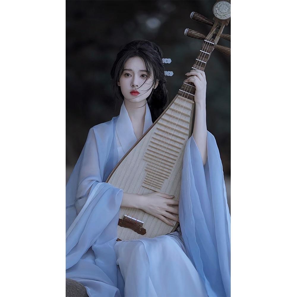 Blue Hanfu Chinese Wei Jin Dynasty Style Daily Hanfu Set For Women