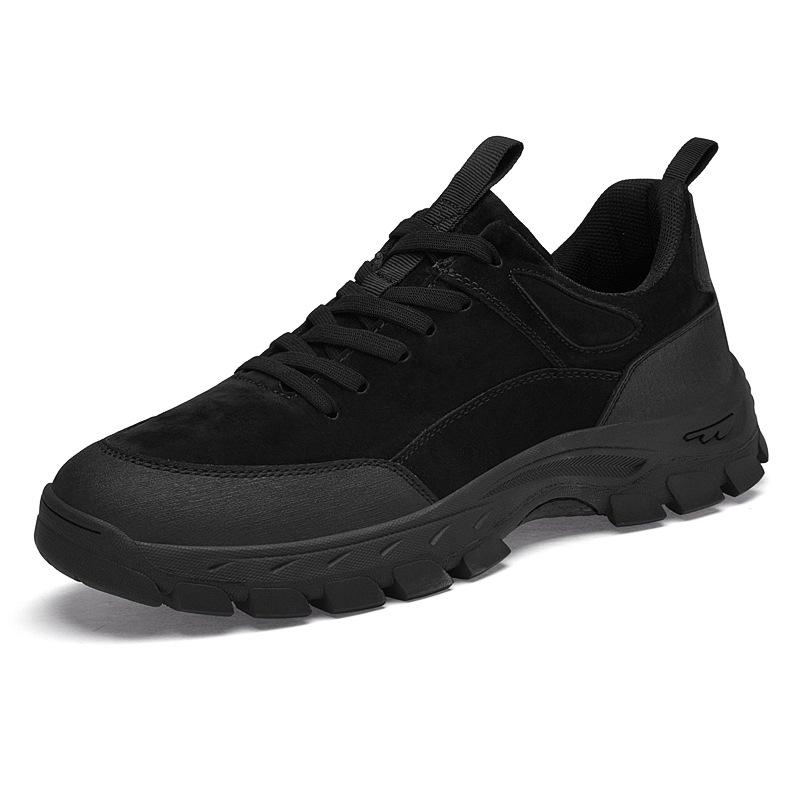 2025 Men s Genuine Leather Outdoor Hiking Shoes - Pigskin Wear-resistant Travel Sports Footwear 41 чёрный
