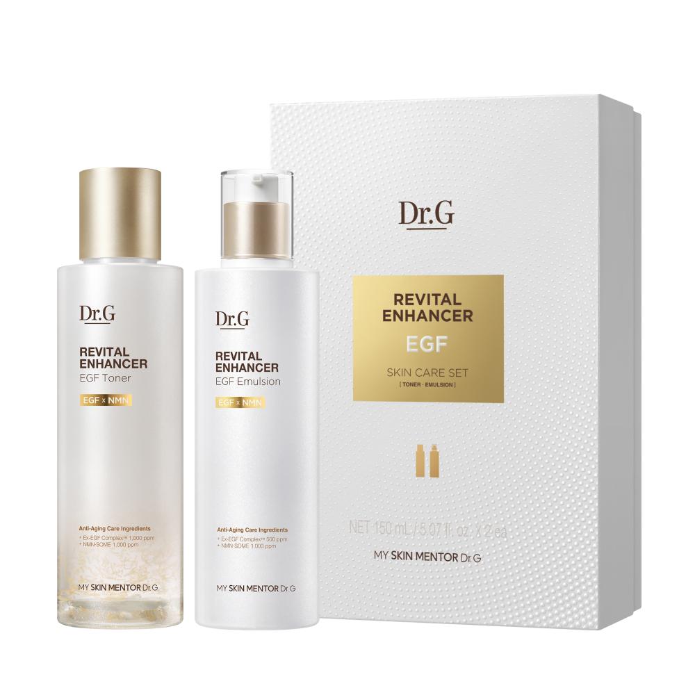 Dr.G Revital Enhancer EGF Zestaw Podstawowy Tonik 150ml + Emulsja 150ml - Zestaw Kosmetyków z EGF Pielęgnacja Ujędrniająca, Koreański