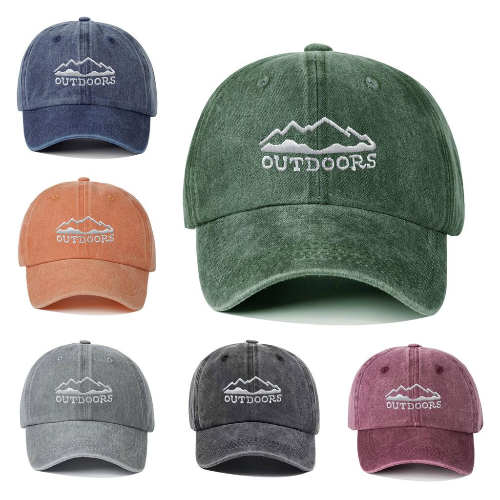 Adjustable buckle baseball cap with forest print, curved brim, outdoor casual duckbill cap, adjustable for sun protection