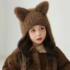 New Winter Kids Knitted Hat for Girls Boys Cartoon Warm Cat Ears Children Beanie Cap Plush Warm Child Bonnet Hats Bonnets