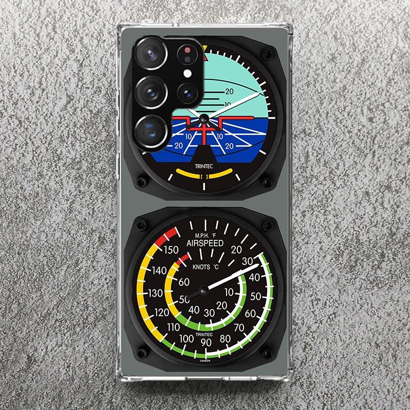 Aviation Aeroplane Helicopter Cockpit Instrument Phone Case For Samsung Galaxy S25 S24 S23 Ultra S22 Plus S21 S20 FE S10 + S25Ul