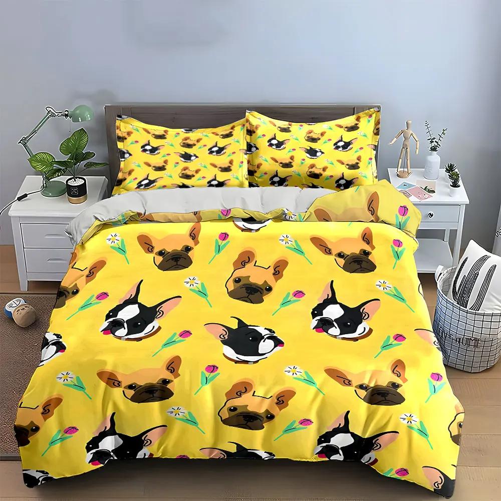 French Bulldog Floral Pattern Set Multiple sizes kid's and adults' bedroom Exquisite 3PC bedding set gift