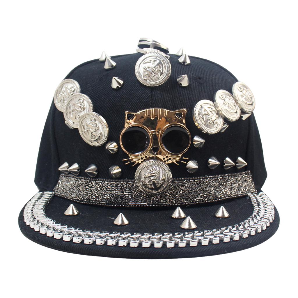 Stylish Rivet Baseball Hat with Adjustable Buckle Duckbill Hat Punk Hip Hop Hat Men Baseball Hat For Party Music Concert