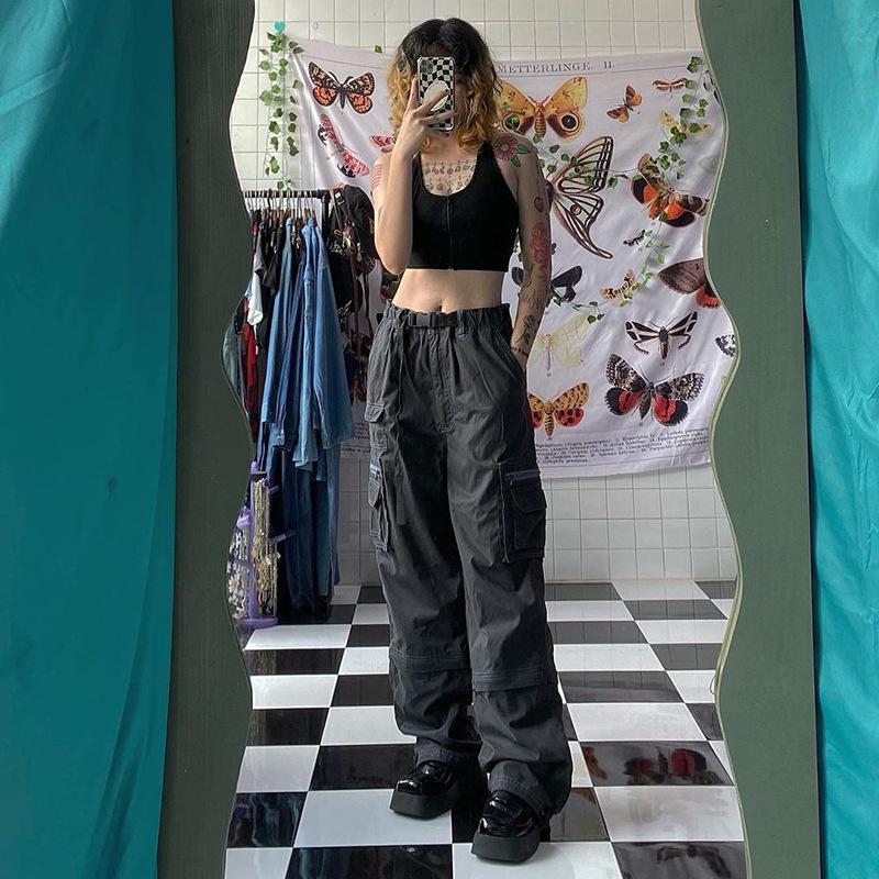 Denim Cargo Pants Harajuku Patchwork 