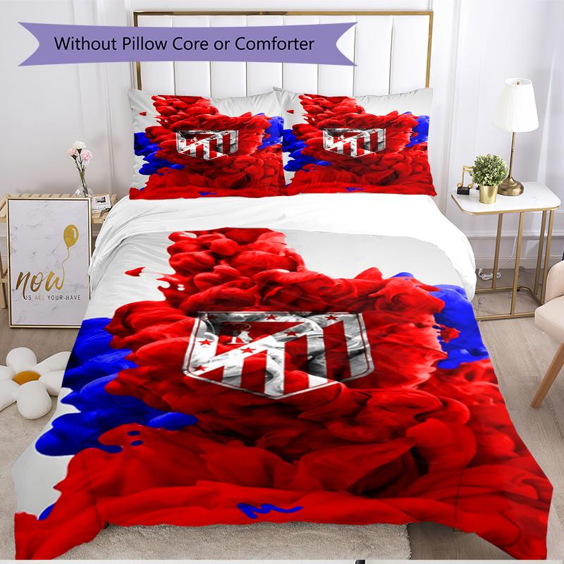 3pcs Duvet Cover Set (1*Duvet Cover + 2*Pillowcase, Without Core), football club Print Soft All‑Season Bedding Set, Home Bedroom Decor Gift
