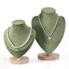 Elegant Velvet Necklace Display Stand With Wood Base Mannequin Bust Pendant Bracelet Jewelry Storage Rack Counter Showcase Props