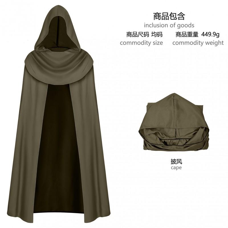 Halloween Gothic Hooded Robe Costume With Chain Detail Medieval Wizard Priest Cosplay Outfit Party