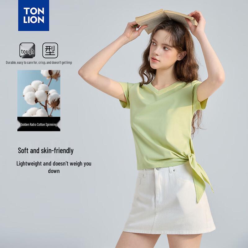 TonLion Women s V-Neck Short Sleeve T-Shirt L