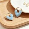 French-style blue heart ear clip for women, niche design earrings, daily fashion, minimalist, cool style