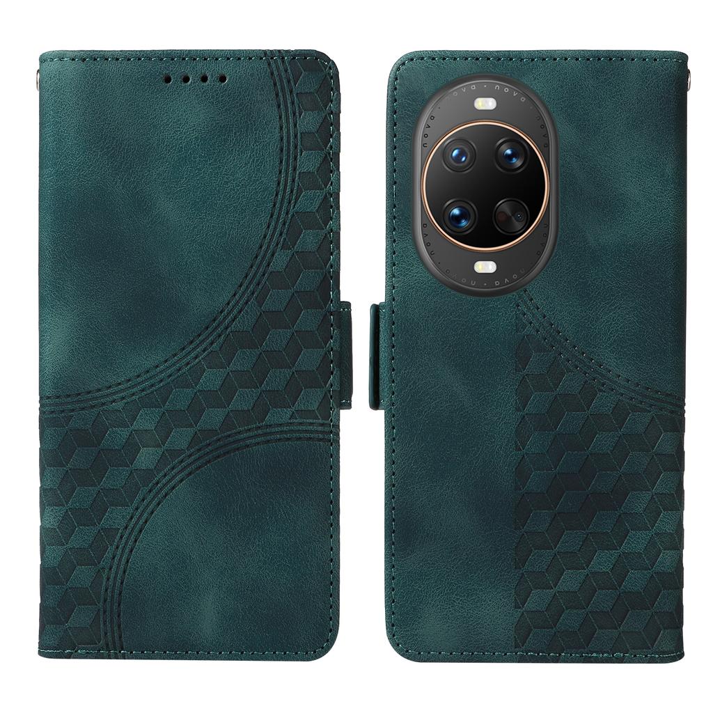 For Huawei nova 14 Ultra 5G Leather Cases Wallet Rhombus Imprinted Phone Cover Stand with Strap