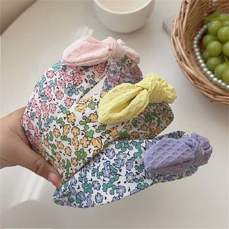 Children Knotted Bowknot Hairband Flower Print Hairhoop for Casual Wear And Spring DressingUp Accessory Party Headwear