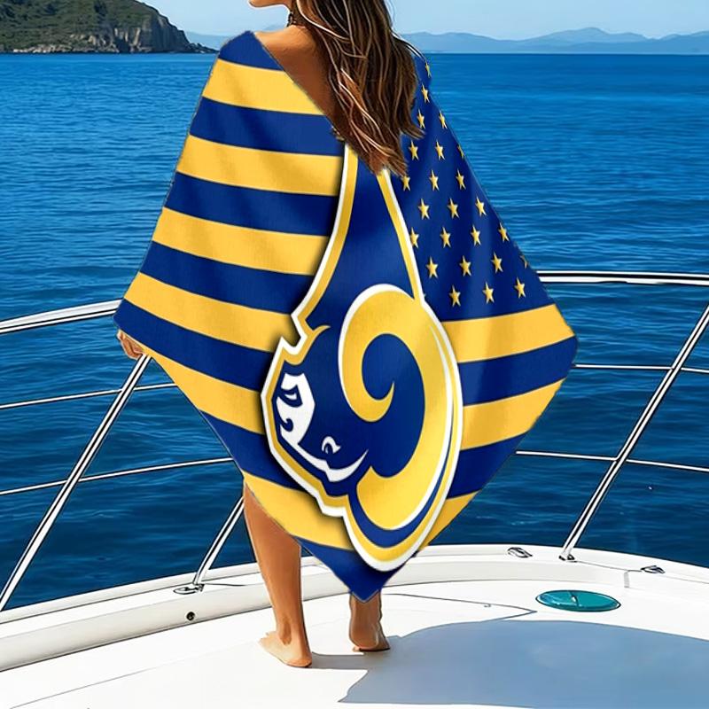 Asciugamano da Spiaggia Stampato con Spirito di Squadra dei Rams Football, Microfibra Super Morbida, Regalo Perfetto Compleanno, per Piscina, Spiaggia, Viaggio, per famiglia e amici